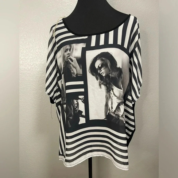 Sheer open back short sleeve top 3XL - Picture 1 of 4